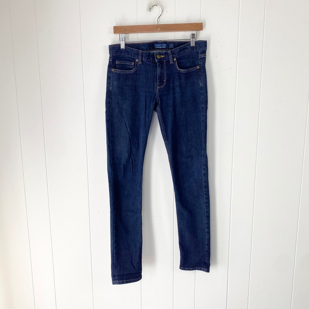 Patagonia Slim Jeans Womens Size 28 Dark Wash Denim Pants Low Rise 31" inseam